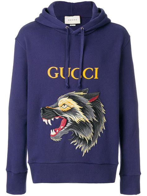 gucci pullover wolf|Gucci distressed hoodie.